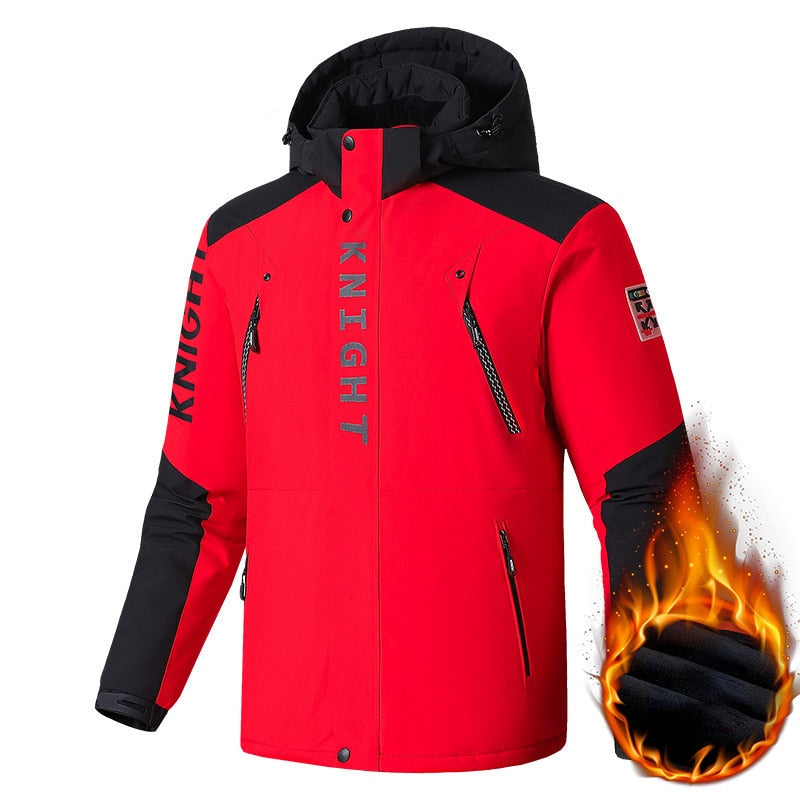 Chaqueta roja estilo militar hombre