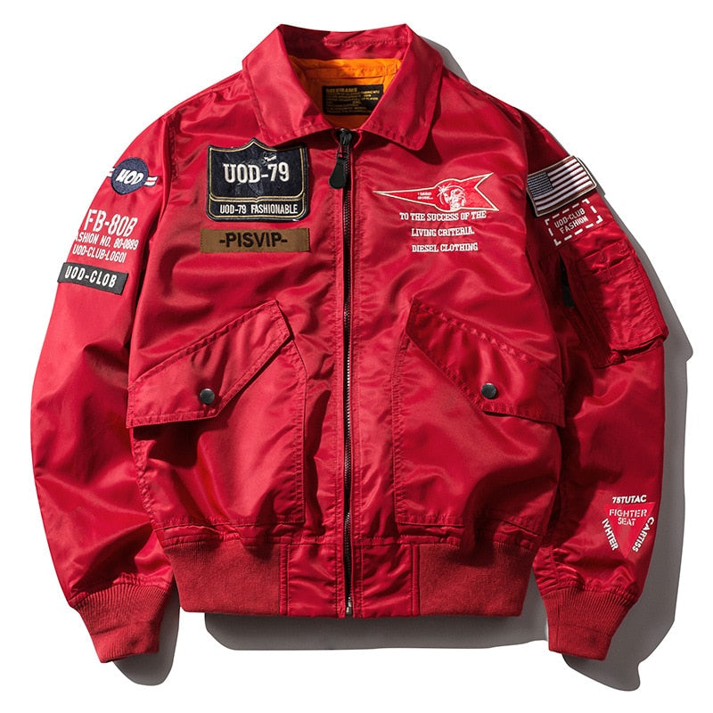 Chaqueta roja militar hombre