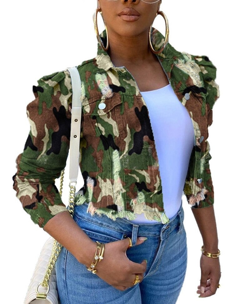 Chaquetas cortas color verde militar mujer