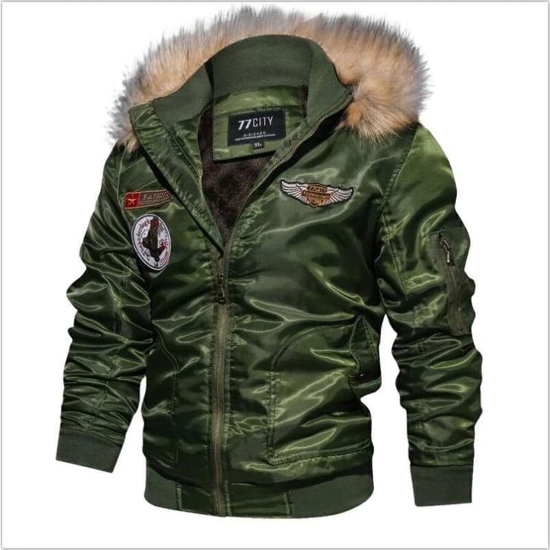 Chaqueton verde militar de pelo