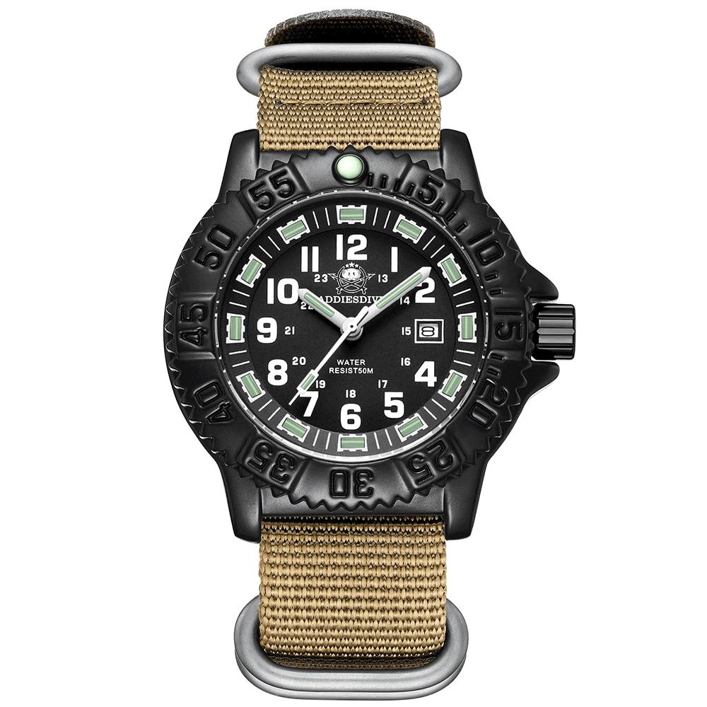 Correa militar negra reloj