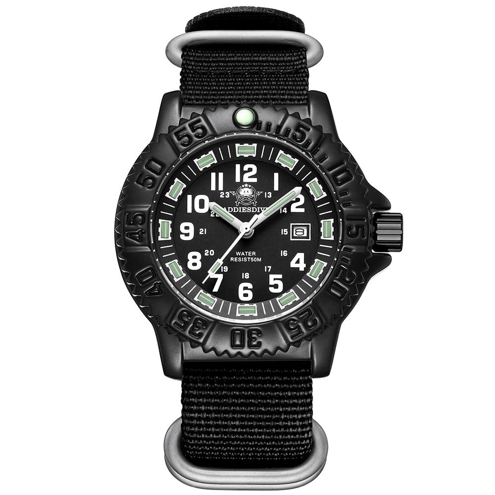 Correa militar negra reloj
