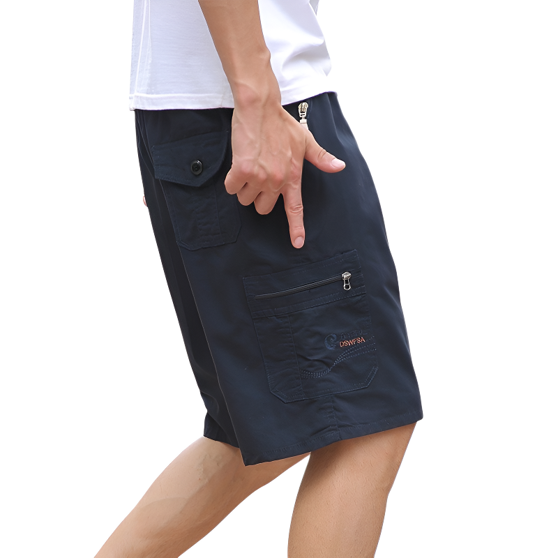 Drawstring tactical zipper cargo shorts