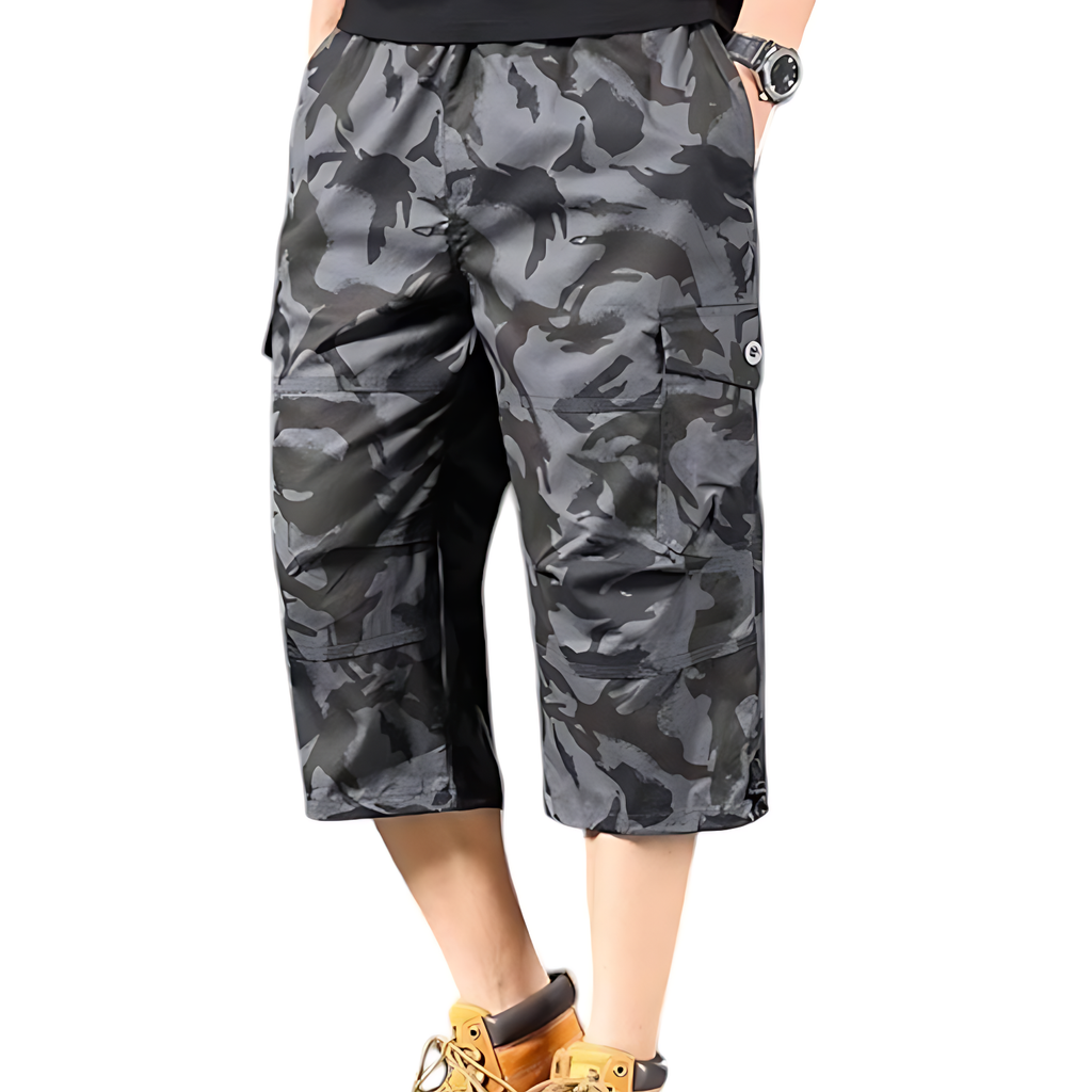 Mens Black Cargo Below The Knee Shorts