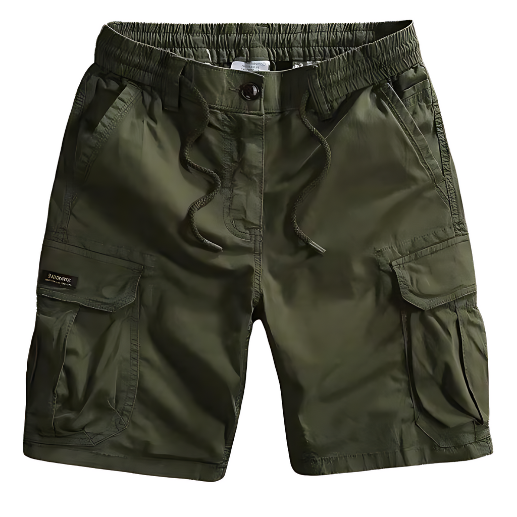 Mens cargo shorts with drawstring waist