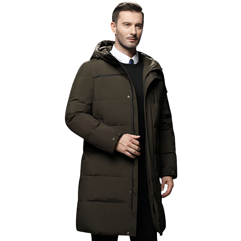 Chaqueta larga plumas hombre