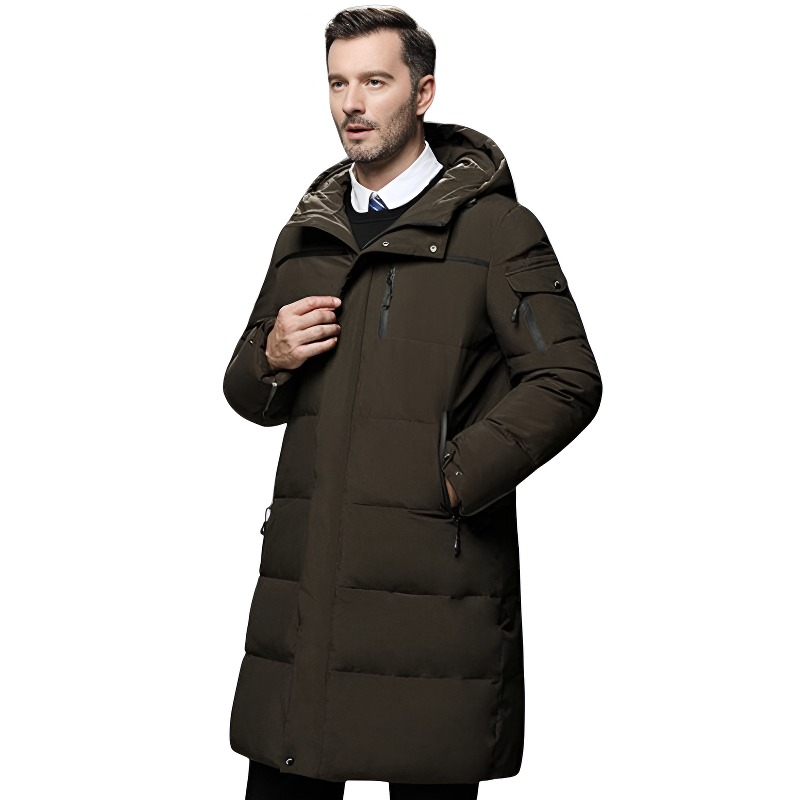Chaqueta larga plumas hombre