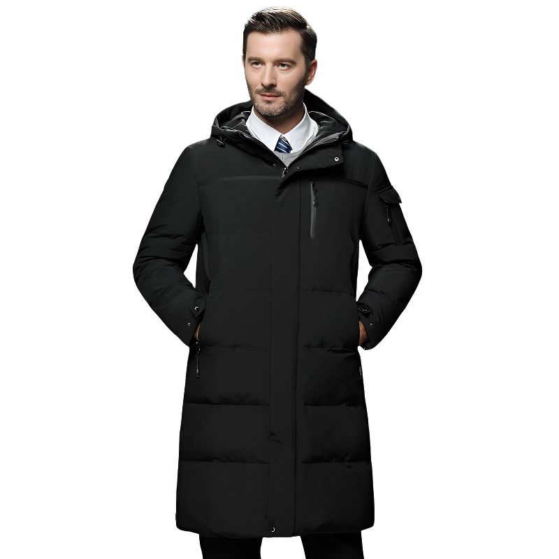Chaqueta larga plumas hombre