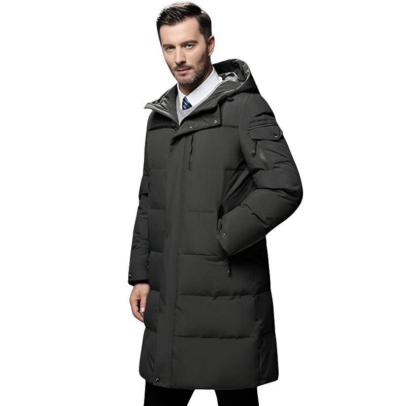 Chaqueta larga plumas hombre