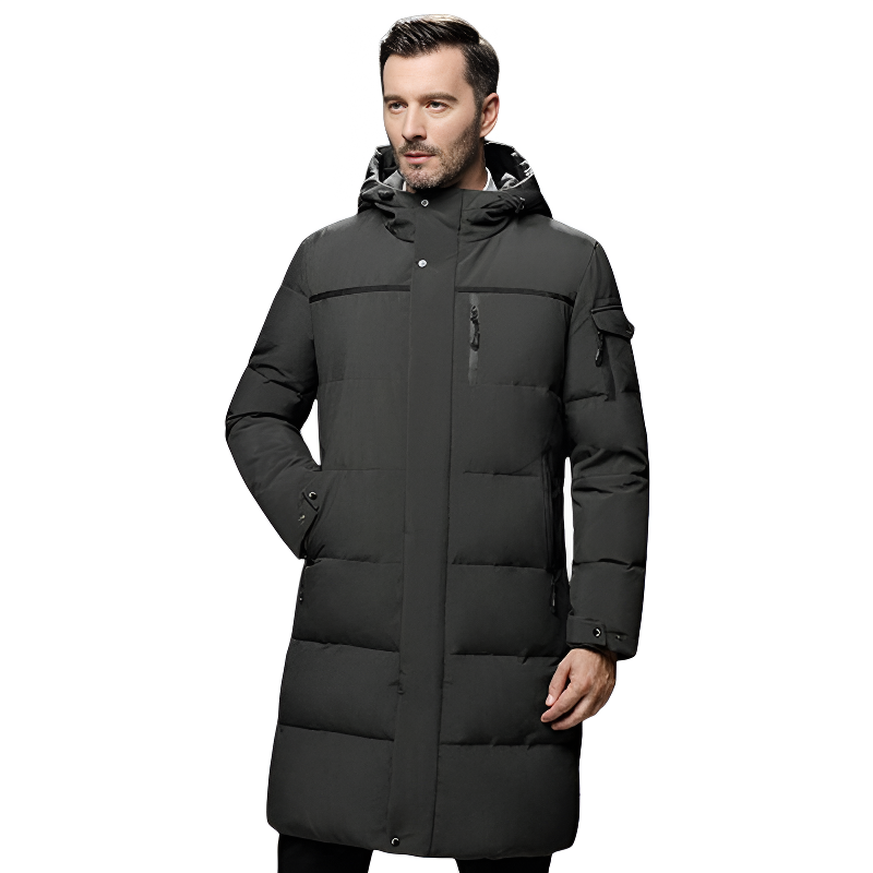 Chaqueta larga plumas hombre
