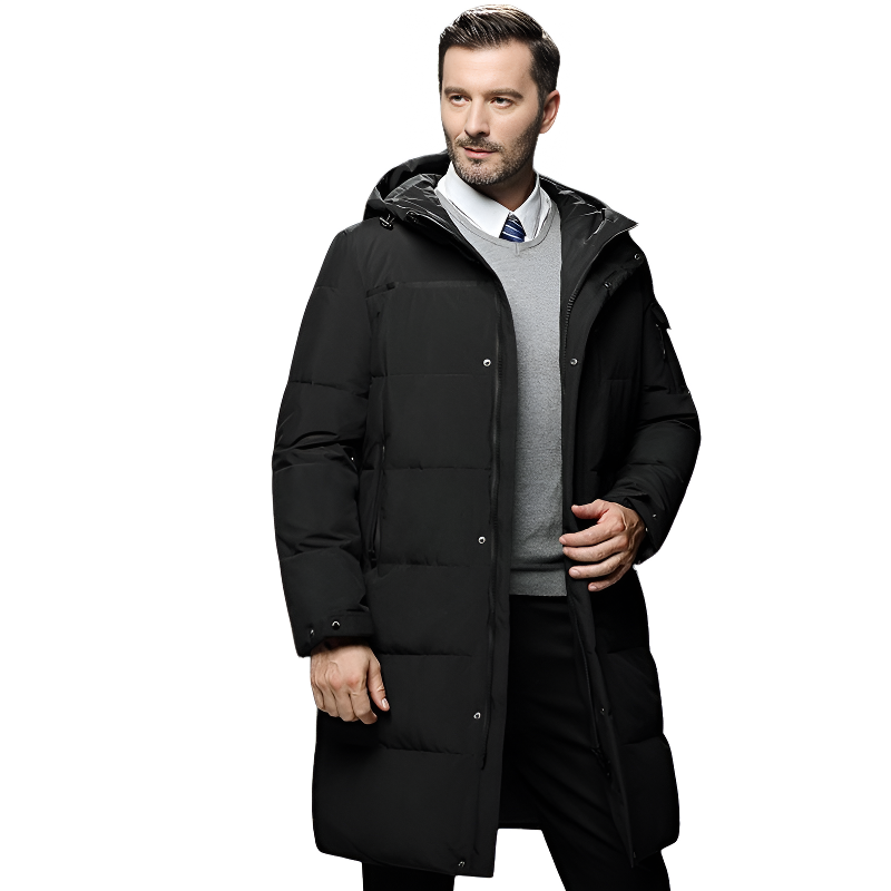 Chaqueta larga plumas hombre