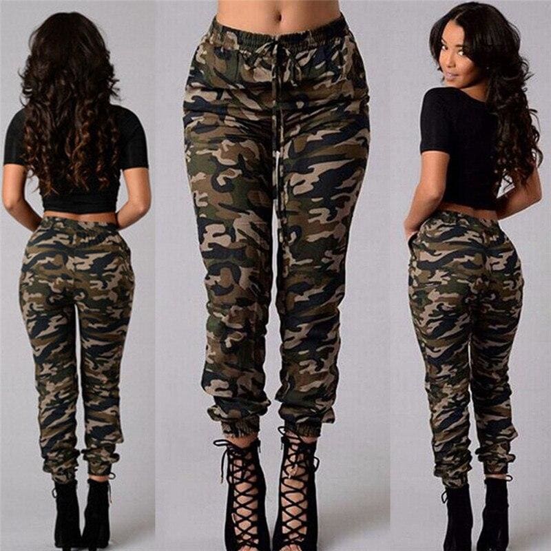 Pantalones elasticos camuflaje mujer
