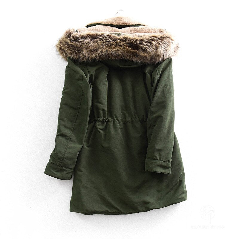 Parka verde militar feminina