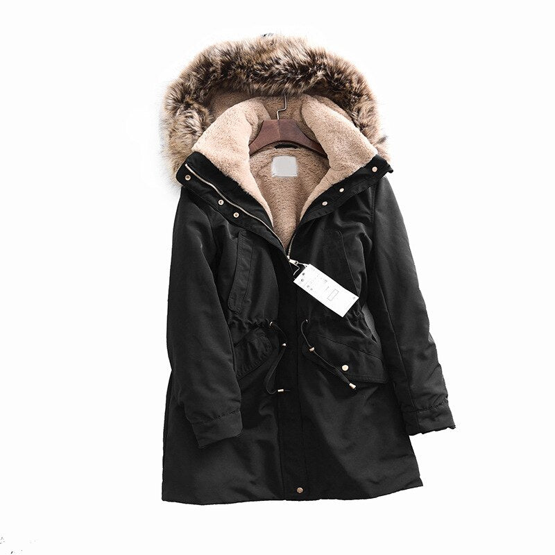 Parka verde militar feminina